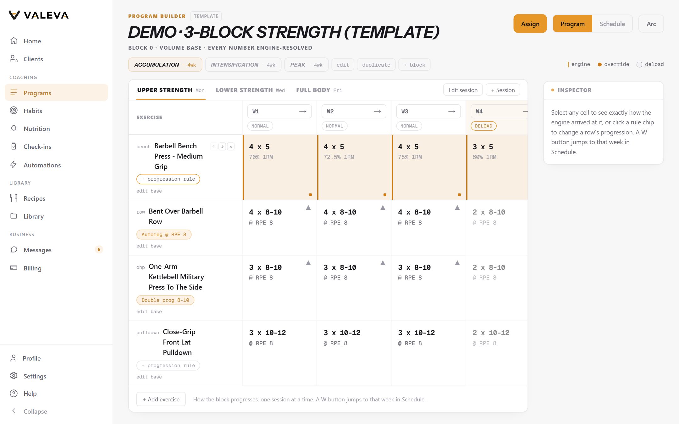 The Valeva program builder